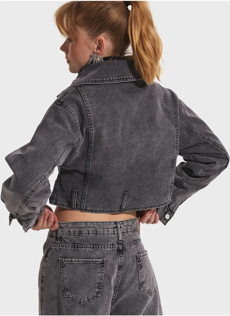 JUNE Knitted Denim Jacket