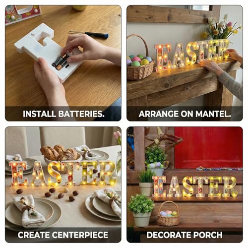 sewrung Easter Lights Indoor Decorations - Table Decors for Home Party & Holiday - Easter Sign - Image 4
