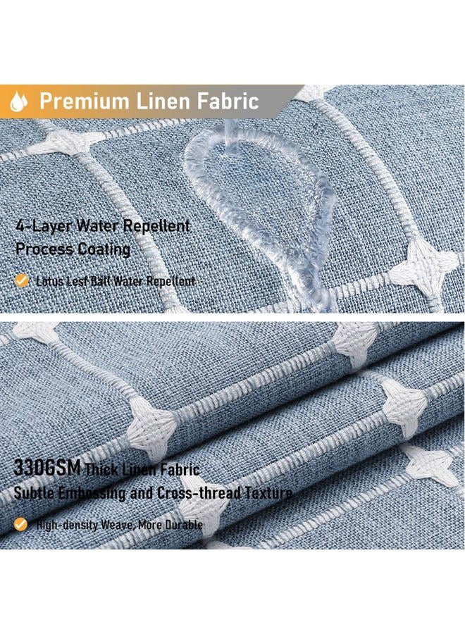 BTTN Extra Long Shower Curtain - 72x84 Inch Long Boho Chic Tassel Linen Fabric Shower Curtain Set with Hooks, Tall Modern Farmhouse Elegant Heavy Duty Thick Cloth Shower Curtains for Bathroom - Blue - Image 4
