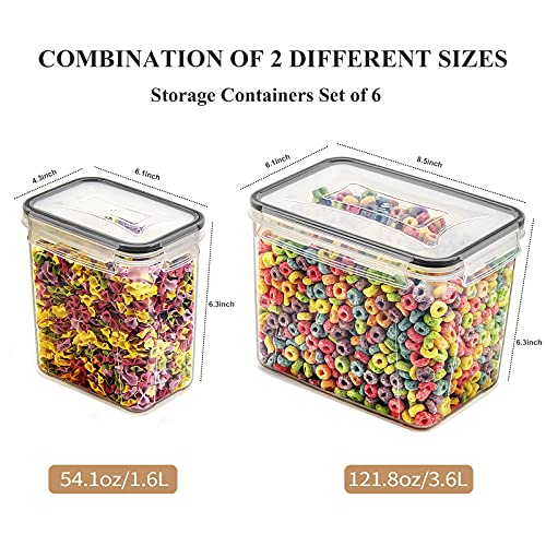 Wildone Airtight Food Storage Containers Cereal & Dry Food Storage Container Set of 6(Black Lid), Leak-proof & BPA Free, With 1 Measuring Cup & 20 Chalkboard Labels & 1 Chalk Marker - Image 2