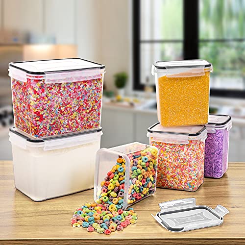 Wildone Airtight Food Storage Containers Cereal & Dry Food Storage Container Set of 6(Black Lid), Leak-proof & BPA Free, With 1 Measuring Cup & 20 Chalkboard Labels & 1 Chalk Marker - Image 3