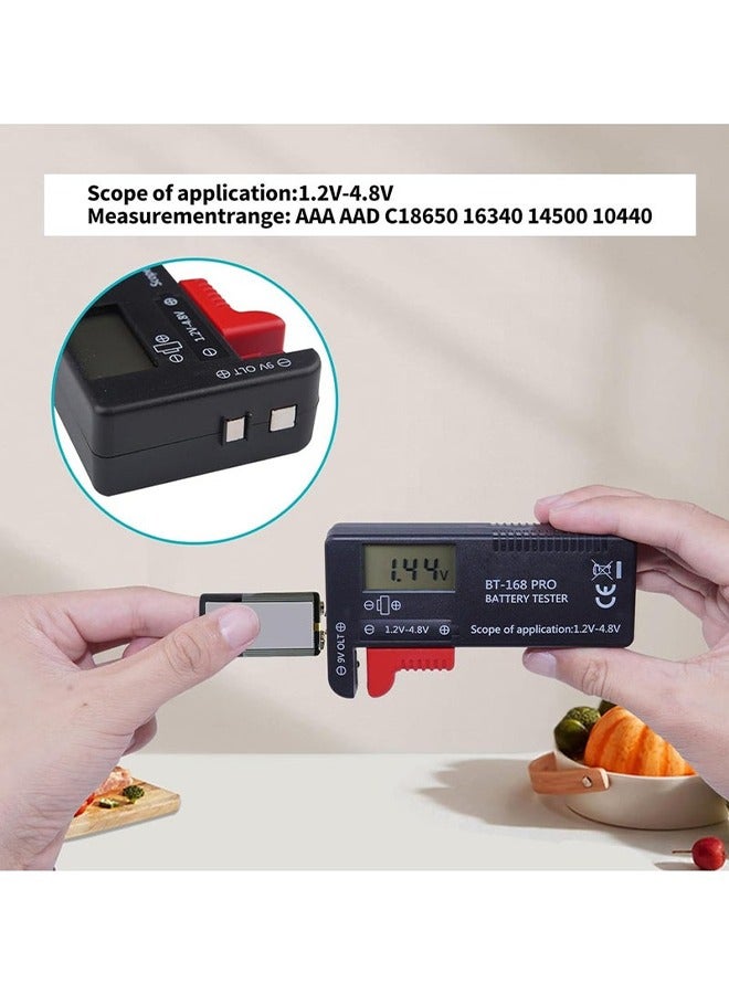 مدقق اختبار البطارية ، مدقق اختبار بطارية العرض الرقمي ل 9V 1.5V ، مدقق بطاريات خلية الزر AAA AAA C D ، مدقق فولت صغير لجميع البطاريات DT168 Pro -1Pack - Image 5
