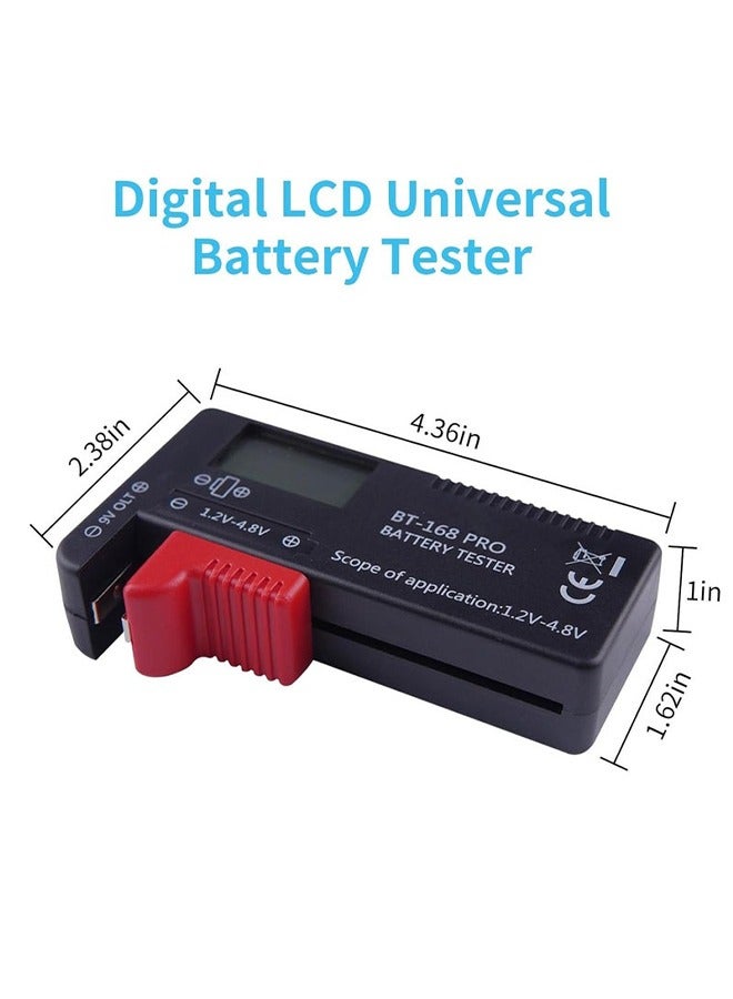 مدقق اختبار البطارية ، مدقق اختبار بطارية العرض الرقمي ل 9V 1.5V ، مدقق بطاريات خلية الزر AAA AAA C D ، مدقق فولت صغير لجميع البطاريات DT168 Pro -1Pack - Image 2
