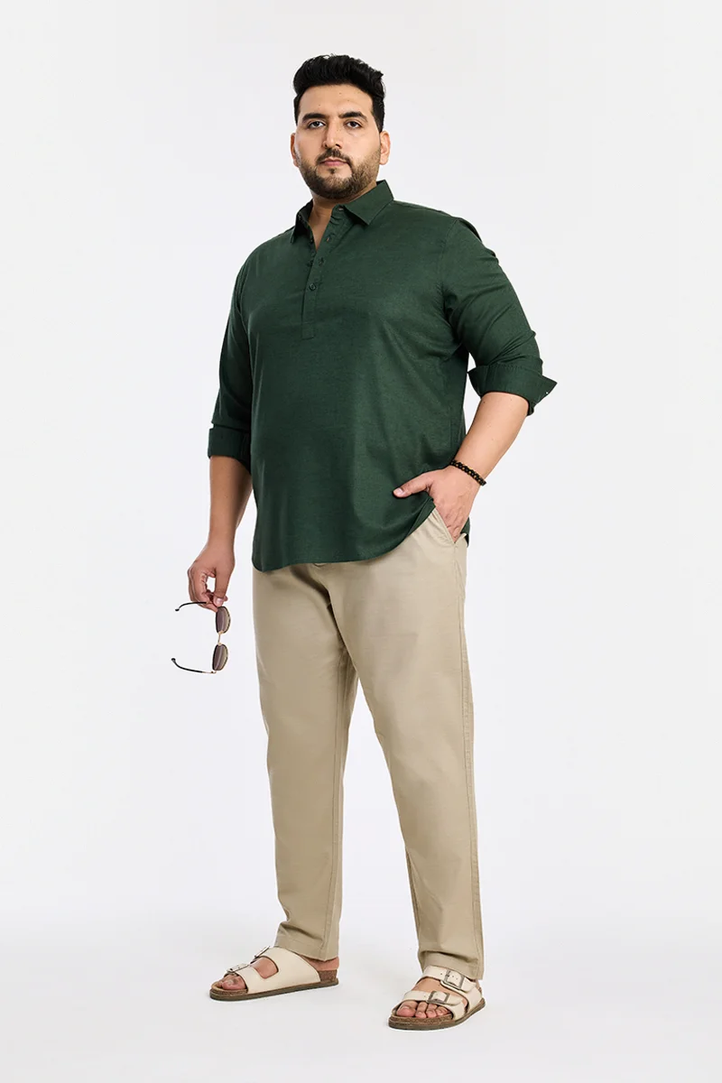 سنيتش Beige Solid Regular Fit Casual Plus Size Chinos