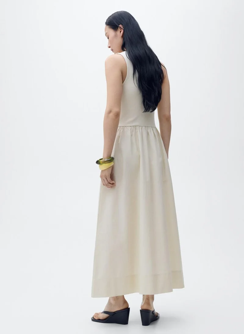 مانجو Flared Dress In Combined Fabric
