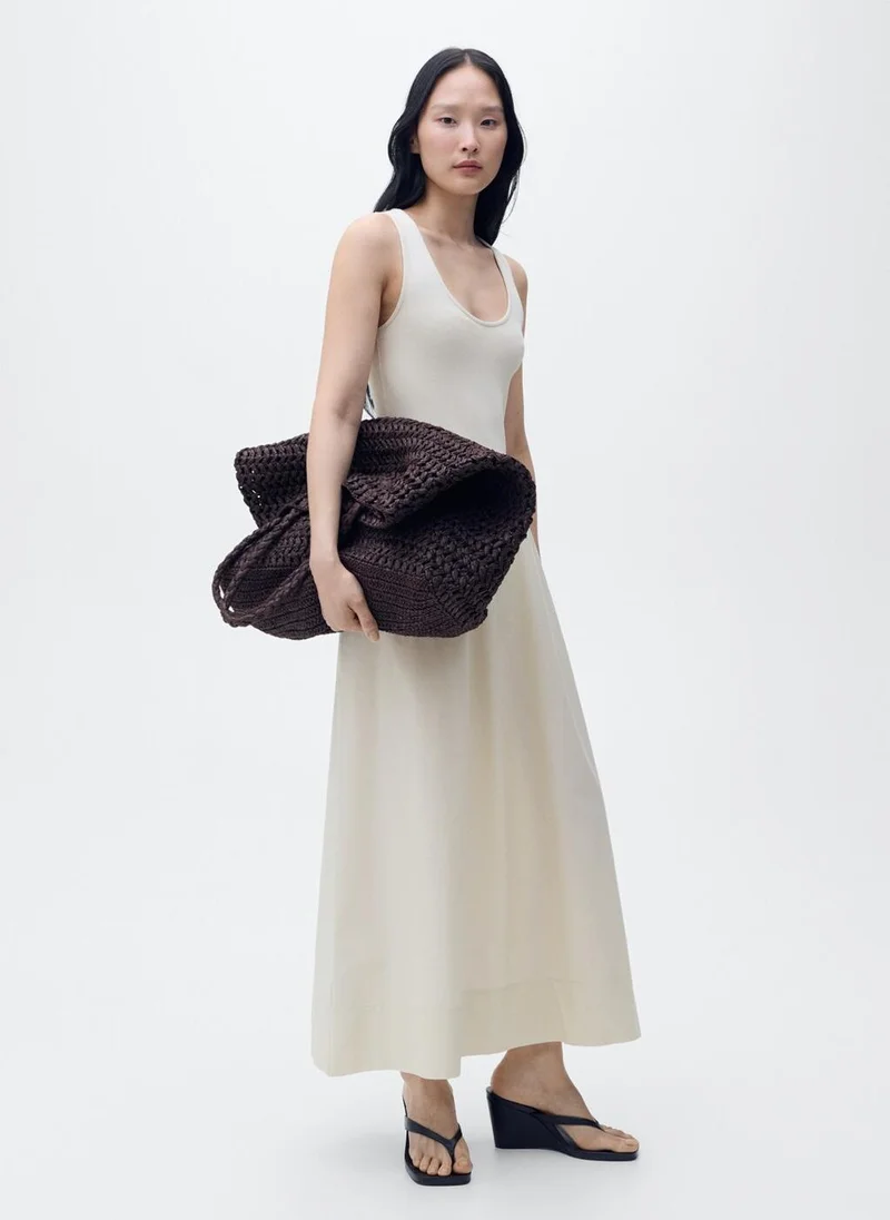 مانجو Flared Dress In Combined Fabric