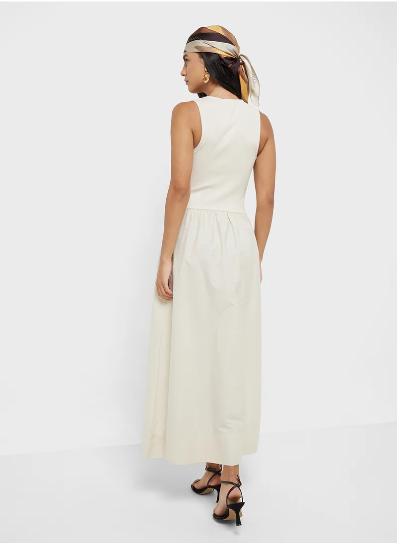 مانجو Flared Dress In Combined Fabric
