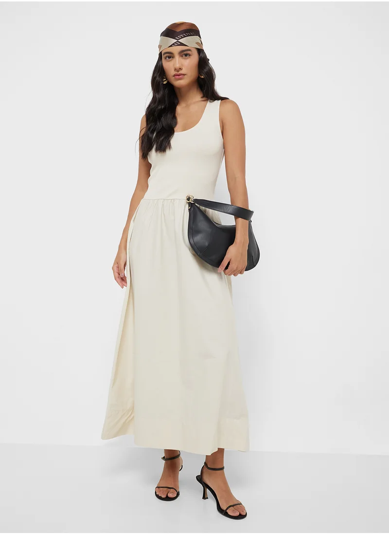 مانجو Flared Dress In Combined Fabric