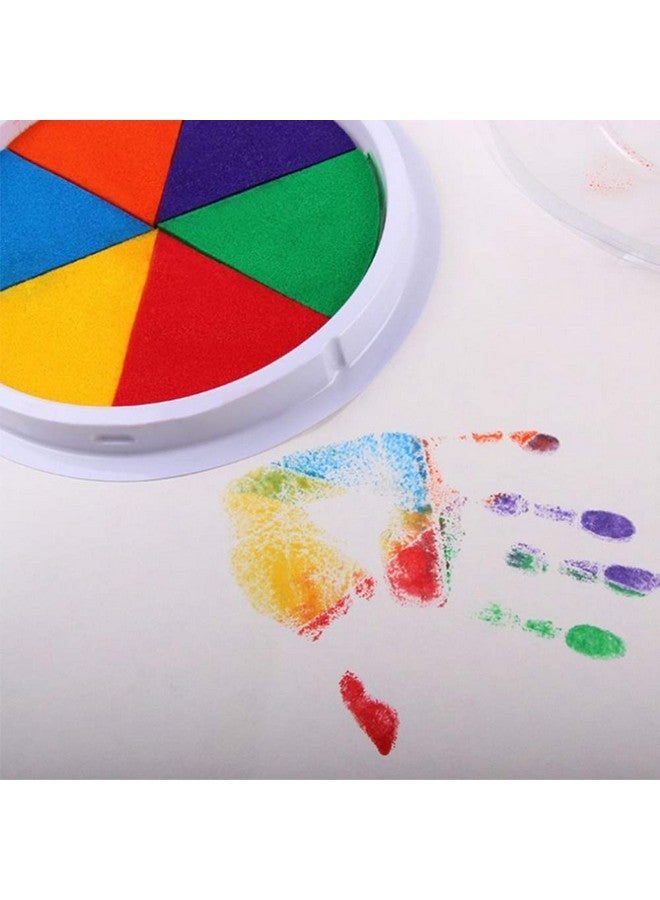 EORTA 2 Pack Craft Ink Pads Stamps Partner 6 Vivid Diy Colors In Round Box Finger Painting Pigment Ink Craft Stamp Pad For Stamps, Paper, Wood, Fabric, For Rubber Stamp, Scrapbooking Cards  - Image 4