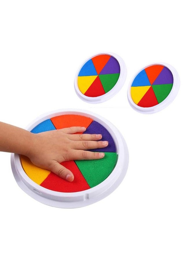 EORTA 2 Pack Craft Ink Pads Stamps Partner 6 Vivid Diy Colors In Round Box Finger Painting Pigment Ink Craft Stamp Pad For Stamps, Paper, Wood, Fabric, For Rubber Stamp, Scrapbooking Cards  - Image 3