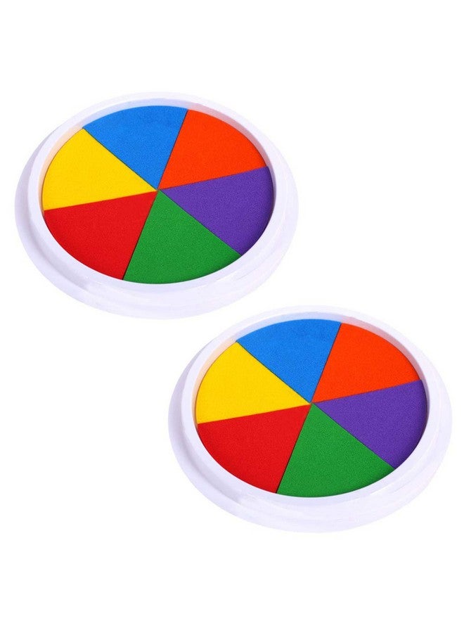 EORTA 2 Pack Craft Ink Pads Stamps Partner 6 Vivid Diy Colors In Round Box Finger Painting Pigment Ink Craft Stamp Pad For Stamps, Paper, Wood, Fabric, For Rubber Stamp, Scrapbooking Cards  - Image 1