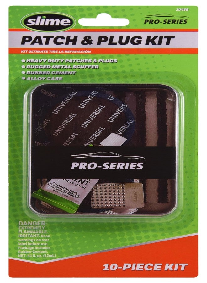 Slime 20458 Tire Repair Patch & Plug Kit, Pro-Series, Storage Tin, 10-Pieces - Image 1