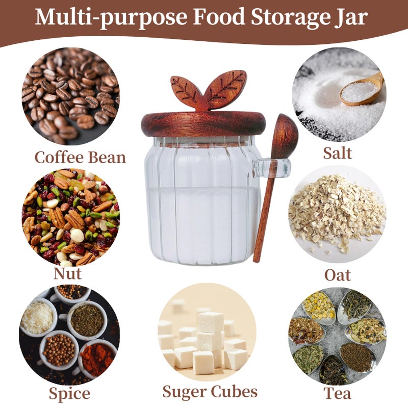 BUITLU Sugar Bowl with Lid and Spoon,17 oz Sugar Container for Coffee Bar, Glass Coffee Canister, Airtight Food Storage Jar, Brown Sugar Container, Cereal Tea Salts Spice Jar - Image 5