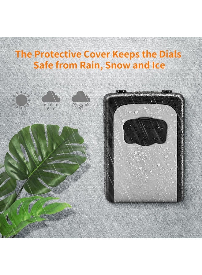 Fayleeko Portable Key Lock Box, Upgrade Clearly Visible Numbers, Lock Box Wall Mounted for House Key, 5 Key Capacity, Weatherproof Resettable Code (1 Pack, Gray) - Image 2