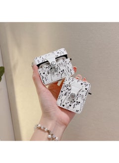 Suitable For AirPods 4 Headphone Case Cartoon All-inclusive Leather Case For Apple1/2 Generation Pro2 Bluetooth Protective Case One-piece Case-Color:One-piece Leather Case-small Flower On White Background-Model:Airpods 4 (protective Case)