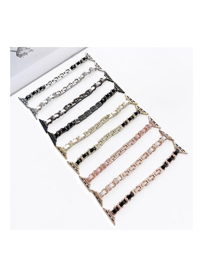 NIBEMINENT Watchband For Apple Watch Series 7 6 & SE 5 4 3 2 1 Rose Gold/Black - Image 2