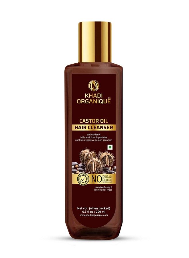 Khadi ORGANIQUE Castor Oil Hair Cleanser; Shampoo Antioxidants Fully Enrich With Proteins Controls Excessive Sebum Secretion 200 Ml - Image 1