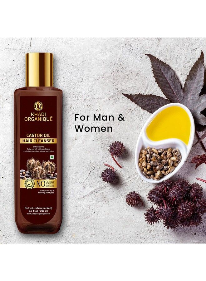 Khadi ORGANIQUE Castor Oil Hair Cleanser; Shampoo Antioxidants Fully Enrich With Proteins Controls Excessive Sebum Secretion 200 Ml - Image 5