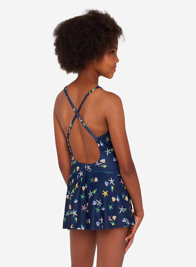 DECATHLON Girls’ swimming 1-piece skirt swimsuit - 100 Lila - Image 2