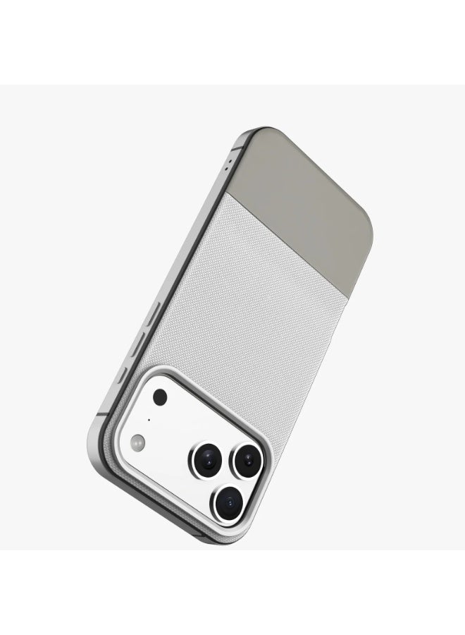 LEVELO iPhone 17 Pro Max MagSafe Case Cuir With Comfortable Grip & Premium PU Leather / Shock-Resistant Bumper / Aluminum Alloy Frame for Camera & Buttons / Strong Magnets - Silverstone - Image 4