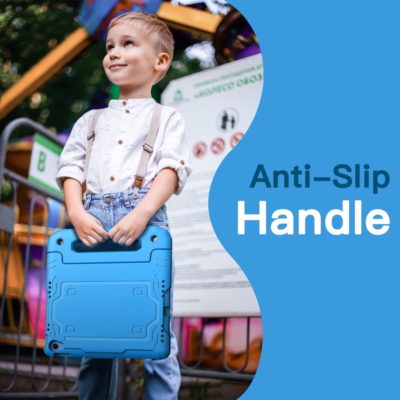 جي تيك جراب للأطفال لجهاز iPad A16 الجيل الحادي عشر/العاشر 2025/2022 مع واقي شاشة مدمج، وغطاء حماية كامل الجسم مقاوم للصدمات مع مقبض باللون الأزرق - Image 3