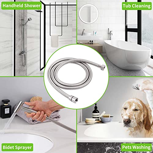 Angle Simple Brushed Nickel Shower Hose 59", Angle Simple Stainless Steel Replacement Head Hose, Flexible Hand Held Sprayer, 1/2" IPS - Image 3