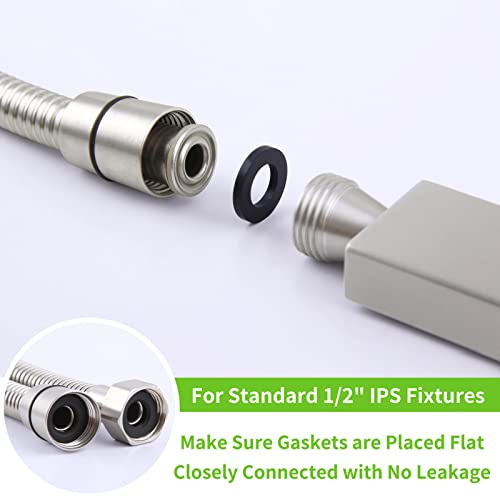 Angle Simple Brushed Nickel Shower Hose 59", Angle Simple Stainless Steel Replacement Head Hose, Flexible Hand Held Sprayer, 1/2" IPS - Image 4