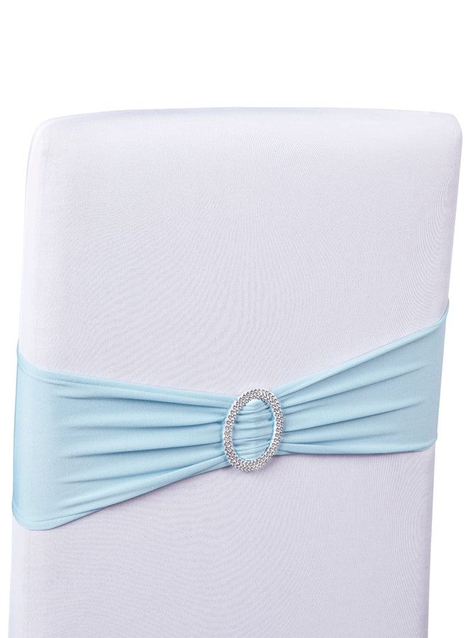 Juvale Light Blue Chair Sashes 50 Pack with Silver Buckles - Baby Blue Polyester Chair Ribbons for Wedding Reception, Baby Shower, Birthday Party, Fits 13.5-16.5 Inch Backs - Image 1