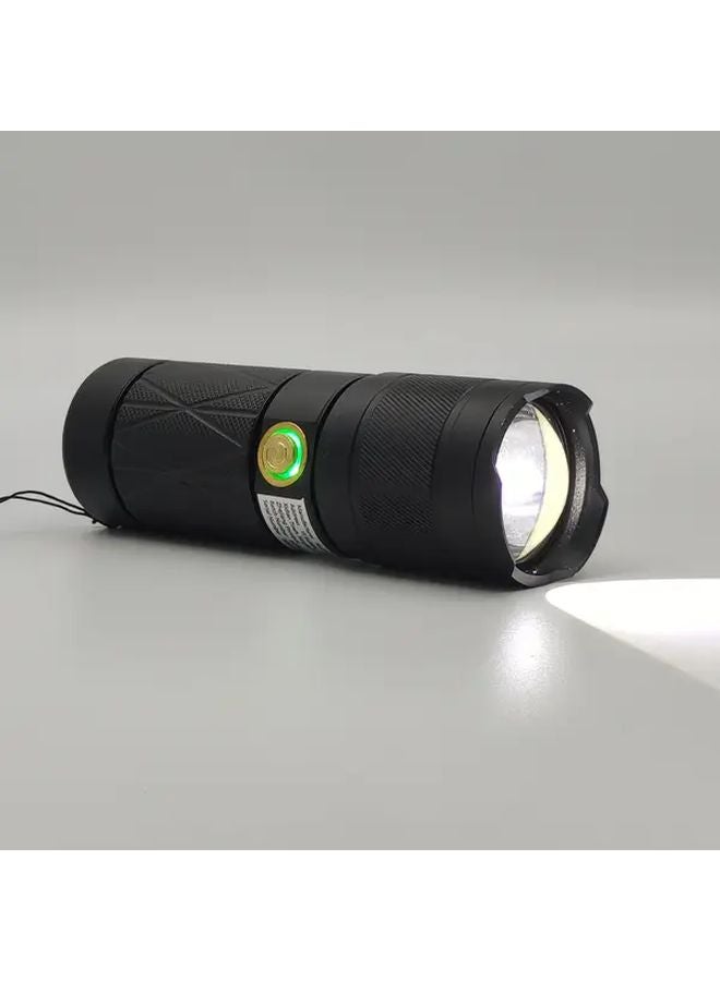 JC Black Aluminum Alloy Dual Head Rechargeable Flashlight Power Bank Camping Light - Image 1