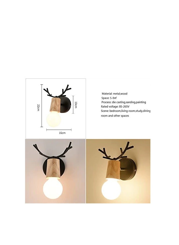 Goeco Retro Wall Sconce 2 Pack, Antler Wooden Wall Lamp, Vintage Metal Wall Lighting, Adjustable Indoor Wall Lamps  - Image 2