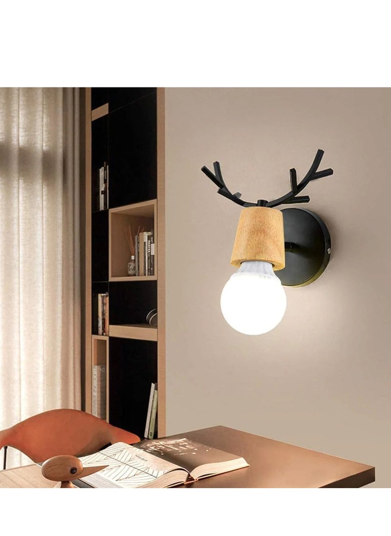 Goeco Retro Wall Sconce 2 Pack, Antler Wooden Wall Lamp, Vintage Metal Wall Lighting, Adjustable Indoor Wall Lamps  - Image 4