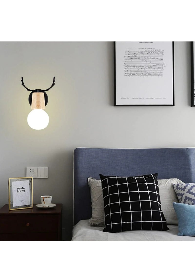 Goeco Retro Wall Sconce 2 Pack, Antler Wooden Wall Lamp, Vintage Metal Wall Lighting, Adjustable Indoor Wall Lamps  - Image 5