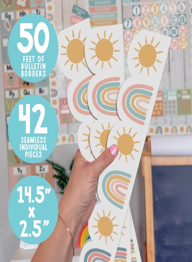 Hadley Designs 50ft Bulletin Board Borders Trim - Classroom Borders for Bulletin Board Decorations, Daycare Teacher Must Haves, Home & Office DIY Supplies, Boho Back to School & Workplace Events Party Decor - Image 4