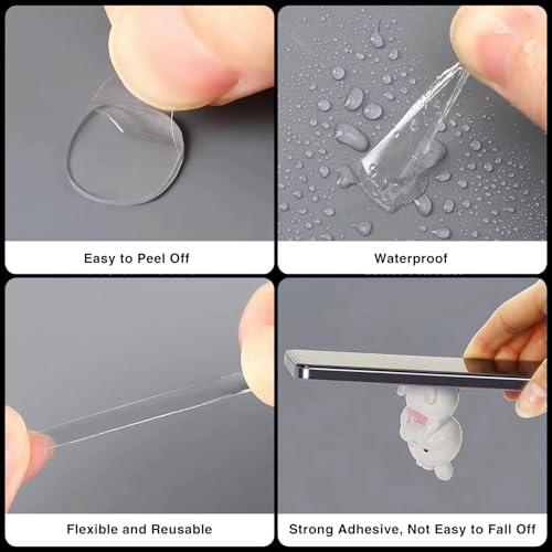 uadbau 450 Pcs Museum Putty Sticky Tack Double-Sided Tape Sticky Dots, 10mm/0.39” Removable Clear Adhesive Dots, Poster Putty Wall Tape for Home Decoration, Office Use, and Wedding Setup - Image 2