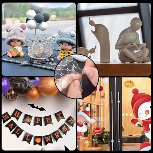 uadbau 450 Pcs Museum Putty Sticky Tack Double-Sided Tape Sticky Dots, 10mm/0.39” Removable Clear Adhesive Dots, Poster Putty Wall Tape for Home Decoration, Office Use, and Wedding Setup - Image 3