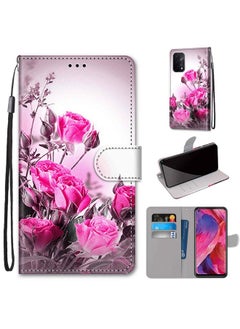 HuHa Case Cover For OPPO A54 5G / A74 5G / A93 5G / A93s 5G Coloured Drawing Cross Texture Horizontal Flip PU Leather Case with Holder & Card Slots & Wallet & Lanyard Wild Rose 
