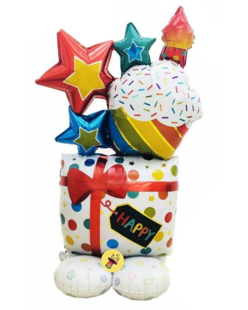 Atpata Funky 45 inch Jumbo Happy Birthday Foil Balloon with Balloon bed base - Image 1