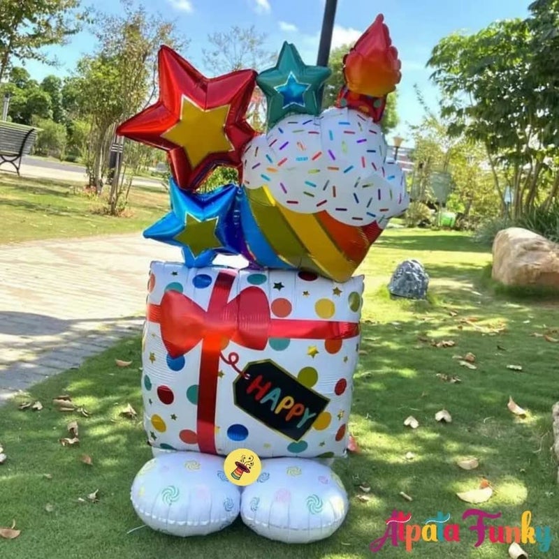 Atpata Funky 45 inch Jumbo Happy Birthday Foil Balloon with Balloon bed base - Image 3