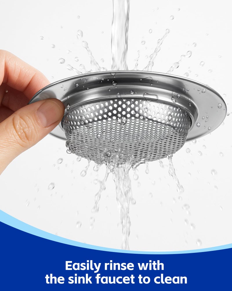 HMTIY 4-Pack Kitchen Sink Drain Strainer, Sturdy Stainless Steel, for Most Kitchen Sink, Effectively Catches Food Particles to Keep Drain Cleanliness, Ease of Cleaning, Outer Diameter 4.5 Inch - Image 5