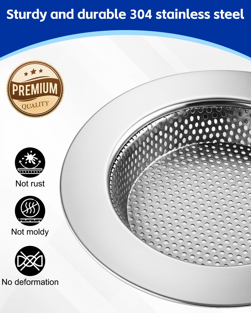 HMTIY 4-Pack Kitchen Sink Drain Strainer, Sturdy Stainless Steel, for Most Kitchen Sink, Effectively Catches Food Particles to Keep Drain Cleanliness, Ease of Cleaning, Outer Diameter 4.5 Inch - Image 3