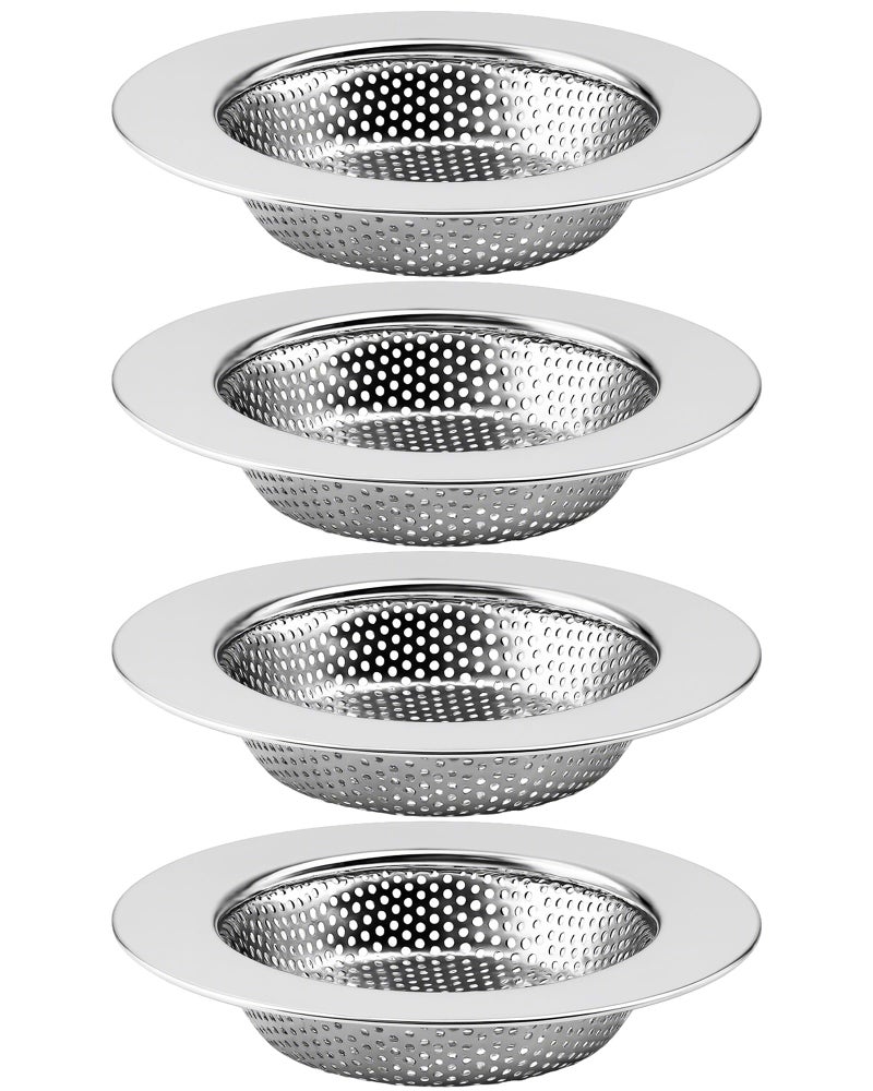 HMTIY 4-Pack Kitchen Sink Drain Strainer, Sturdy Stainless Steel, for Most Kitchen Sink, Effectively Catches Food Particles to Keep Drain Cleanliness, Ease of Cleaning, Outer Diameter 4.5 Inch - Image 1