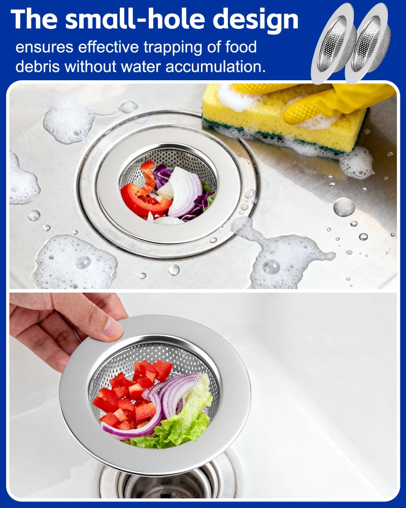HMTIY 4-Pack Kitchen Sink Drain Strainer, Sturdy Stainless Steel, for Most Kitchen Sink, Effectively Catches Food Particles to Keep Drain Cleanliness, Ease of Cleaning, Outer Diameter 4.5 Inch - Image 2