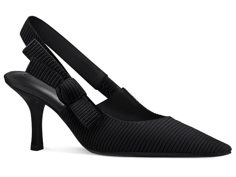 Coutgo Womens Slingback High Heels Closed Pointed Toe Bowknot Knitted Slip On Work Pumps Dress Shoes Black Size 65