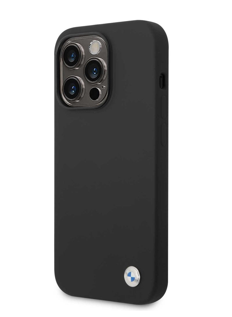 بي إم دبليو جراب سيليكون بشعار معدني لهاتف أيفون 15 بروماكس - أسود - Image 2