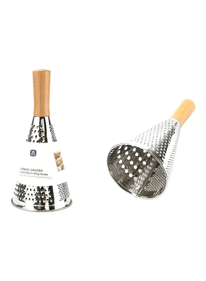 PARFAIT Easy Grip Handle Stainless Steel Conical Grater Silver and Brown 24 cm HB8539KT