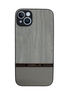 Shockproof Wood Grain Skin PU and TPU Shockproof Luxury Phone Case for iPhone 14 (Grey)