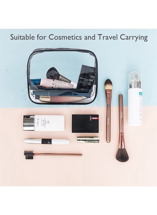 APREUTY Clear Makeup Bags, TSA Approved 6 Pcs Cosmetic Makeup Bags Set Clear PVC with Zipper Handle Portable Travel Luggage Pouch Airport Airline Vacation Organization (Clear) 