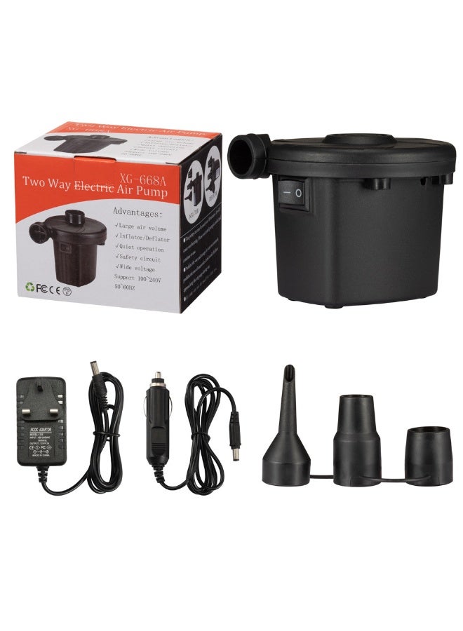 مضخة هواء كهربائية بوظيفة النفخ والتفريغ للاستخدام المنزلي والسيارة قابس بريطاني مناسبة للمسابح القابلة للنفخ والعوامات والقوارب الهوائية وغيرها - Image 1