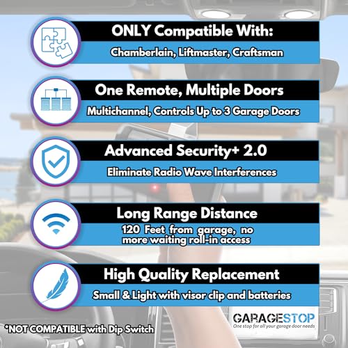 GARAGE STOP 2X 893LM 893Max for Chamberlain Craftsman LiftMaster Universal Garage Door Opener Remote Replacement, 3-Button Gate Opener Remote, Extra Long-Range, Black - Image 2