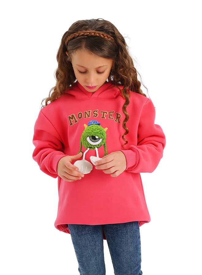 جوكي هودي شتوي بناتي مبطن فليس بطبعة